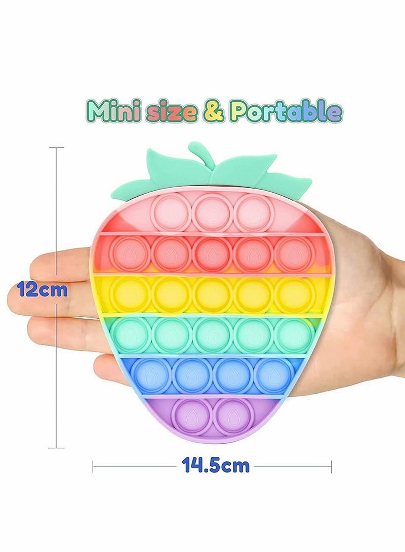 Y&D 2 Pcs Rainbow Fruit Push Popping Bubble Its Sensory Fidget Toy, Autism Special Learning, Food Grade Silicone, Anxiety Stress Relief Squeeze Toy (Pineapple+Strawberry) Brand: DELFINO - Image 2