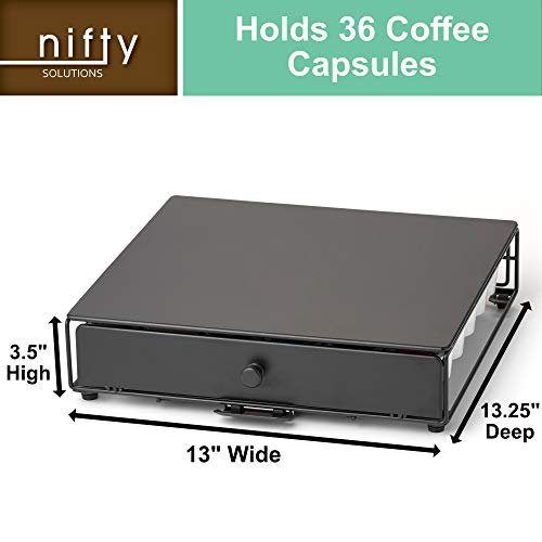 Nifty Solutions Nifty Rolling Coffee Pod Drawer – Black Finish, Compatible with K-Cups, 36 Pod Pack Holder, Compact Under Coffee Pot Storage Drawer, Slim Home Kitchen Counter Organizer - Image 3