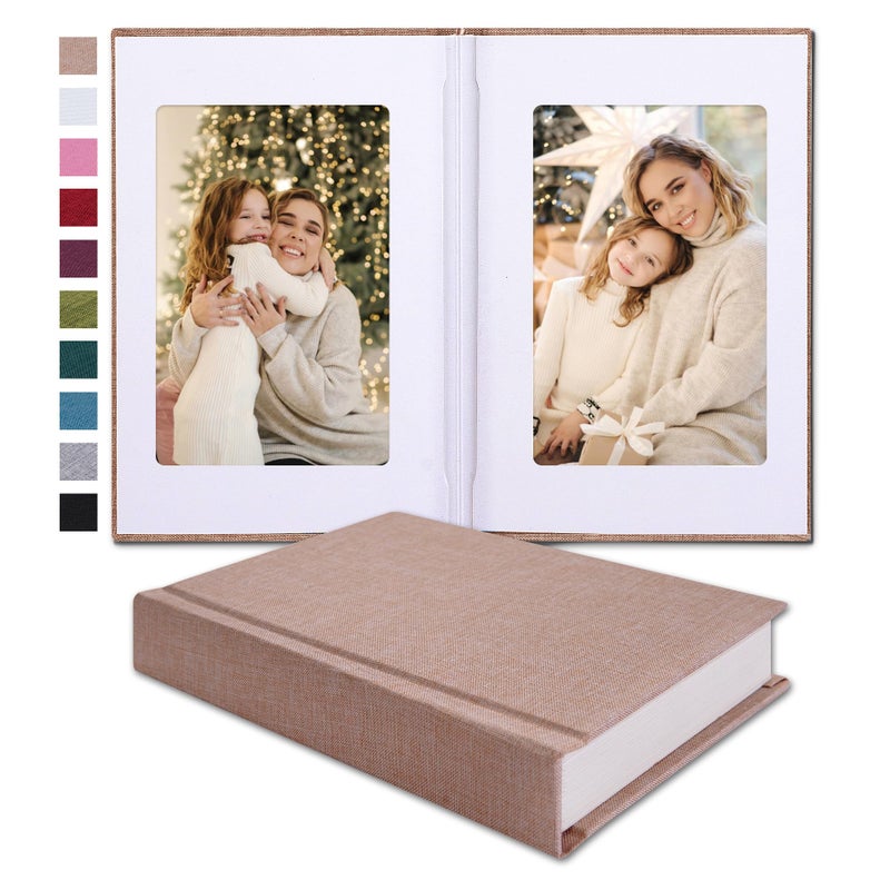 Pssoss Small 4x6 Photo Album with Writing Space Holds 30 Photos Ideal for Wedding ThemeAlbum and Baby Photo Album Beige