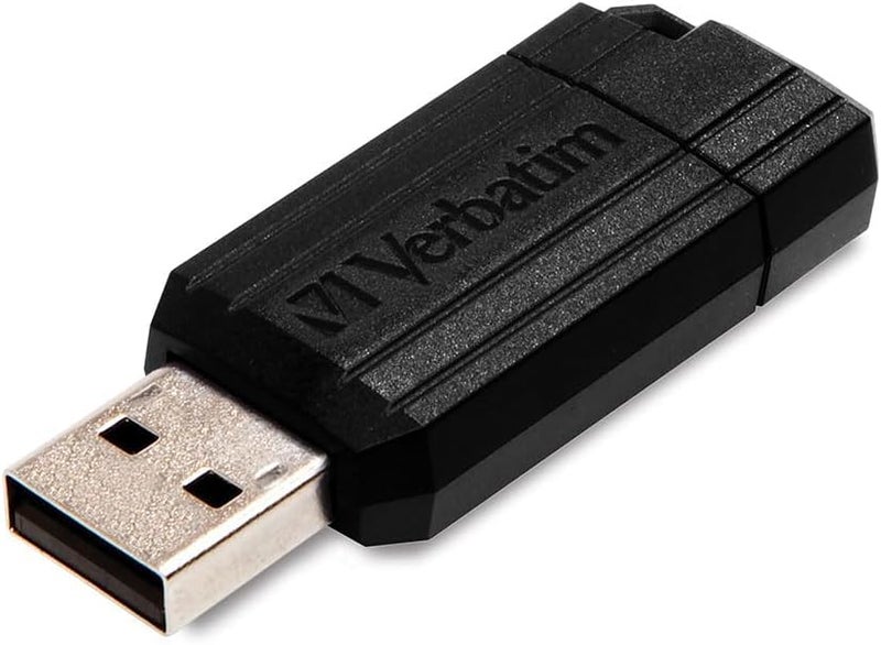 VERBATIM Budget friendly premium quality 64GB PinStripe Retractable USB 2.0 Flash Thumb Drive with Microban Antimicrobial Product Protection – Black Global simple assemble options - Image 1