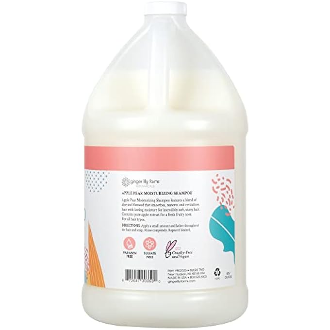 ginger lily farms BOTANICALS MOISTURIZING SHAMPOO FOR ALL HAIR TYPES, 100% VEGAN & CRUELTY-FREE, APPLE PEAR SCENT, 1 GALLON REFILL (128 FL OZ) - Image 2