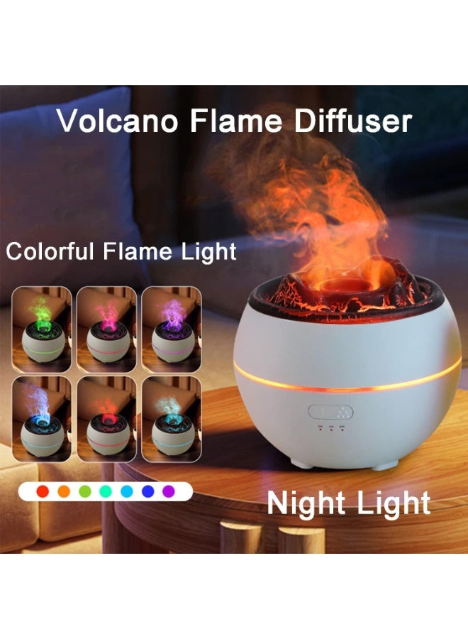 Essential Oil Diffuser, Volcano Fire Flame Aromatherapy Diffuser, 360ml Ultrasonic Cool Mist Humidifier, Scent Aroma Diffuser with 7 Colors Light, Timer & Auto Shut-Off for Home, Room (White) - Image 4