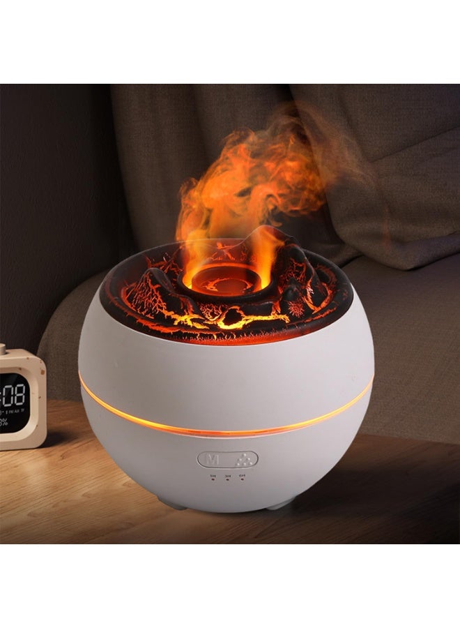 Essential Oil Diffuser, Volcano Fire Flame Aromatherapy Diffuser, 360ml Ultrasonic Cool Mist Humidifier, Scent Aroma Diffuser with 7 Colors Light, Timer & Auto Shut-Off for Home, Room (White) - Image 1