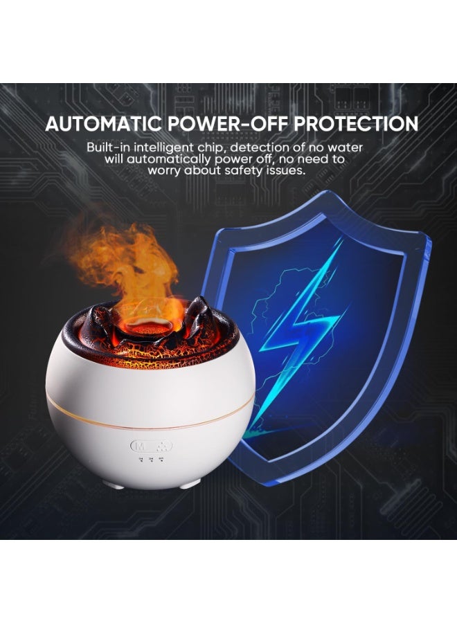 Essential Oil Diffuser, Volcano Fire Flame Aromatherapy Diffuser, 360ml Ultrasonic Cool Mist Humidifier, Scent Aroma Diffuser with 7 Colors Light, Timer & Auto Shut-Off for Home, Room (White) - Image 2