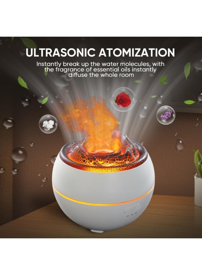 Essential Oil Diffuser, Volcano Fire Flame Aromatherapy Diffuser, 360ml Ultrasonic Cool Mist Humidifier, Scent Aroma Diffuser with 7 Colors Light, Timer & Auto Shut-Off for Home, Room (White) - Image 3