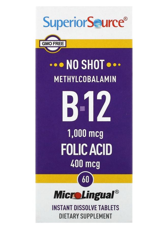 Superior Source Methylcobalamin B-12 Folic Acid 60 Instant Dissolve Tablets