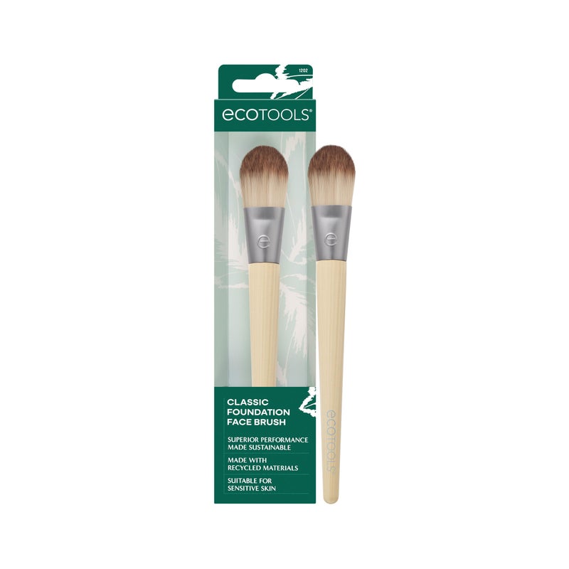 EcoTools Classic Foundation Face Brush, For Liquid, & Cream Foundation, Flat Foundation Brush, Makeup Brush For Natural Makeup, Buildable Coverage, Synthetic Bristles, Cruelty- Free, 1 Count - Image 1