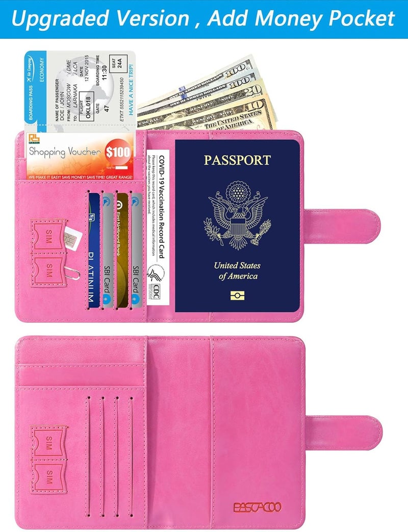 PASCACOO Passport Holder Cover Wallet RFID Blocking Leather Card Case Travel Accessories for Women Men (Pink) - Image 4