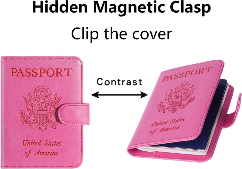 PASCACOO Passport Holder Cover Wallet RFID Blocking Leather Card Case Travel Accessories for Women Men (Pink) - Image 3