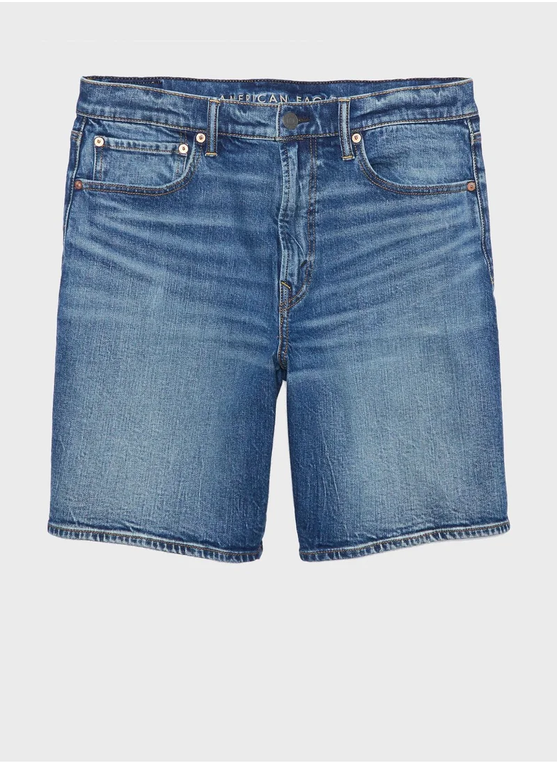 امريكان ايجل Mid Wash Denim Shorts