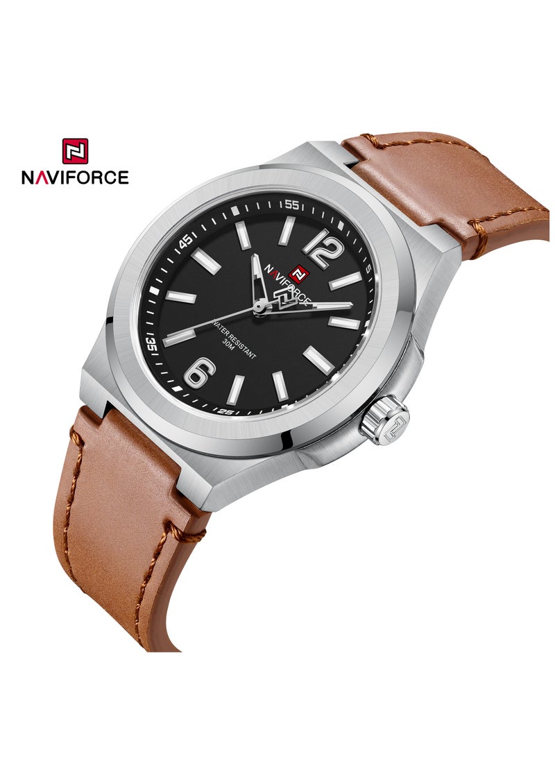 NAVIFORCE - Minimalist Analog Wrist Watch for Men with Leather Strap Water Resistant Classic Timepiece for Business and Casual Wear - Image 1