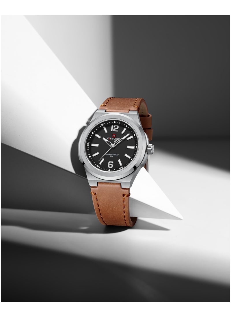 NAVIFORCE - Minimalist Analog Wrist Watch for Men with Leather Strap Water Resistant Classic Timepiece for Business and Casual Wear - Image 1