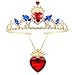 HEIKLN Evie Red Heart Tiara and Necklace Descendant 4 Gold Crown Jewelry Set Queen of Hearts Eive Costume Fan Gift for Teen Party - Image 3