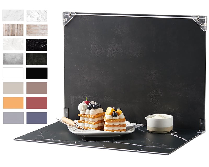 BYSTONE 8Pcs 16Patterns Table Top Small Food Background Kit Makeup Product Shooting Backdrop Photo Backdrop Board Product Photography for Mini Items Photography and Video Recording(Small Size 16.5x11.7in) - Image 1