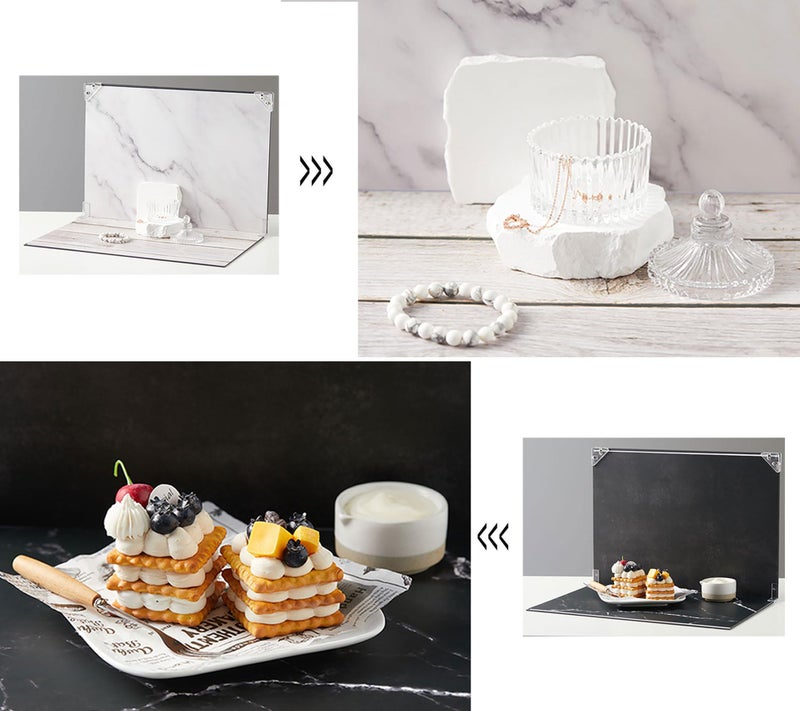 BYSTONE 8Pcs 16Patterns Table Top Small Food Background Kit Makeup Product Shooting Backdrop Photo Backdrop Board Product Photography for Mini Items Photography and Video Recording(Small Size 16.5x11.7in) - Image 4