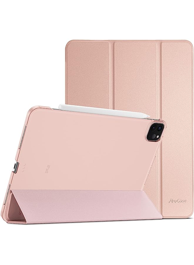 Ipad Pro 11 Inch Case 2022/2021/2020/2018, Slim Stand Hard Back Shell Smart Cover For Ipad Pro 11 Inch 4Th Generation 2022/3Rd Gen 2021/2Nd Gen 2020/1St Gen 2018 -Rosegold