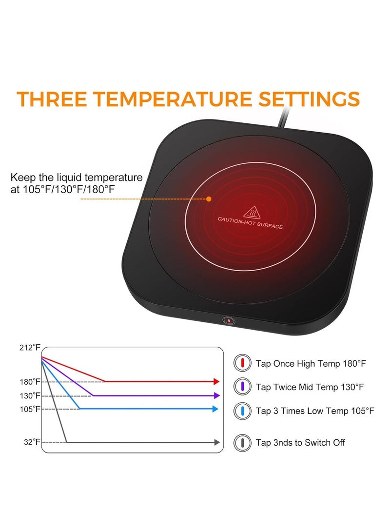 Cuken Coffee Cup Heater, Cup Warmers, Thermostatic Mug Warmer for Desk, 3 Heat Settings, Efficient Heats up Quickly, Coffee Cup Warmer for Home and Office, Black  - Image 2