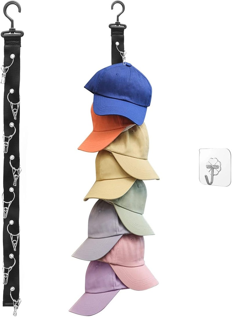 Meetion 1pc Baseball Cap Rack, Hold up to 8 Caps, Fitted Caps Sun Hats Organizer, Hat Storage Hanger for Closet Rod, Wall, Door, Clothes Rack  - Image 1