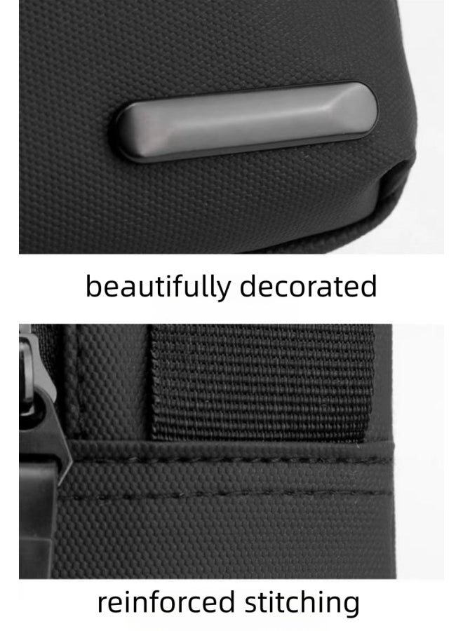 Men's Versatile Black Shoulder Bag, Boys' Multi-pocket Crossbody Bag Sling Bag Side Bag Carry Bag Messenger Bag, Daily Commuter Cycling Bag Sports Bag Phone Bag Trekking Bag for Students/Teenagers - Image 4