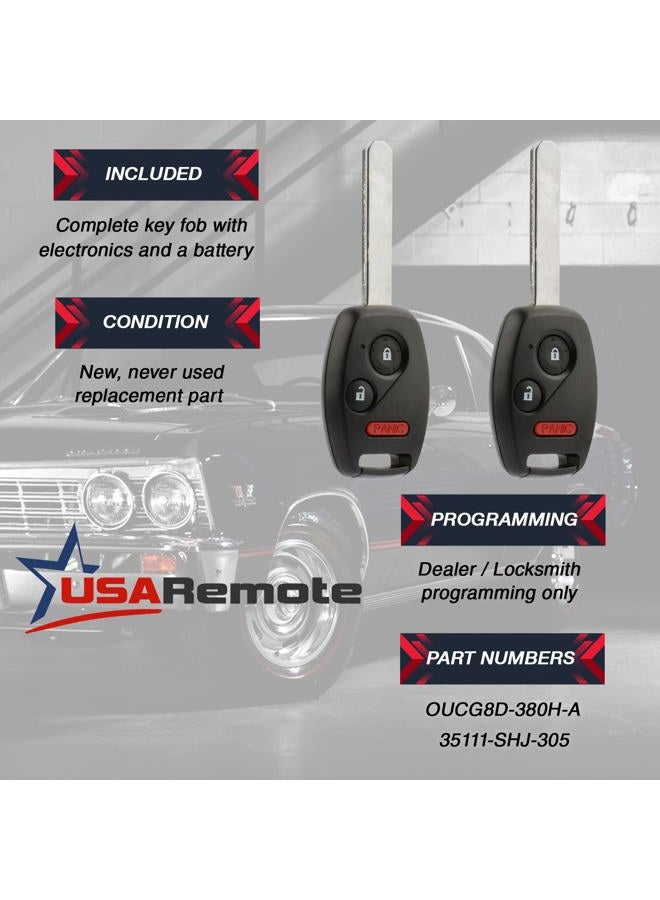 USARemote Key Fob Keyless Entry Remote fits 2008 Honda Fit / 2005-2010 Honda Odyssey / 2006-2014 Honda Ridgeline (OUCG8D-380H-A), Set of 2 - Image 3