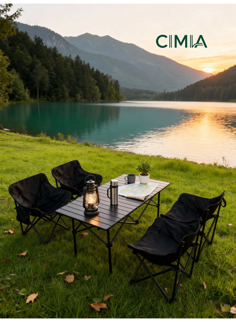 CIMIA 5-Piece Camping Table and Chairs Set, Foldable Outdoor Picnic Furniture Set with 4 Portable Chairs and 1 Folding Table, Lightweight Camping Chair Set for Family Camping, Desert Trips, Beach and Garden Use - Image 1