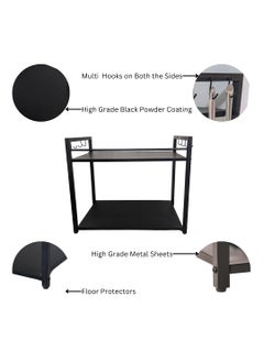 PullnDry - THE ULTIMATE SYSTEMS FOR DRYING CLOTHES PullnDry 2Tier Heavy Metal Microwave Stand Oven Stand Rack for Kitchen Metal MultiPurpose Rack for Microwave Oven OTG Kitchen Organizer 40D x 575W x 50H Cm Black Tiered Shelf  - Image 5