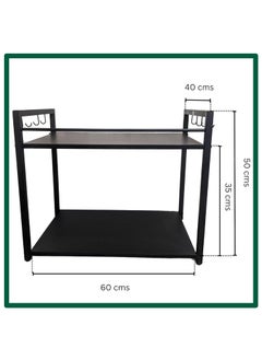 PullnDry - THE ULTIMATE SYSTEMS FOR DRYING CLOTHES PullnDry 2Tier Heavy Metal Microwave Stand Oven Stand Rack for Kitchen Metal MultiPurpose Rack for Microwave Oven OTG Kitchen Organizer 40D x 575W x 50H Cm Black Tiered Shelf  - Image 4