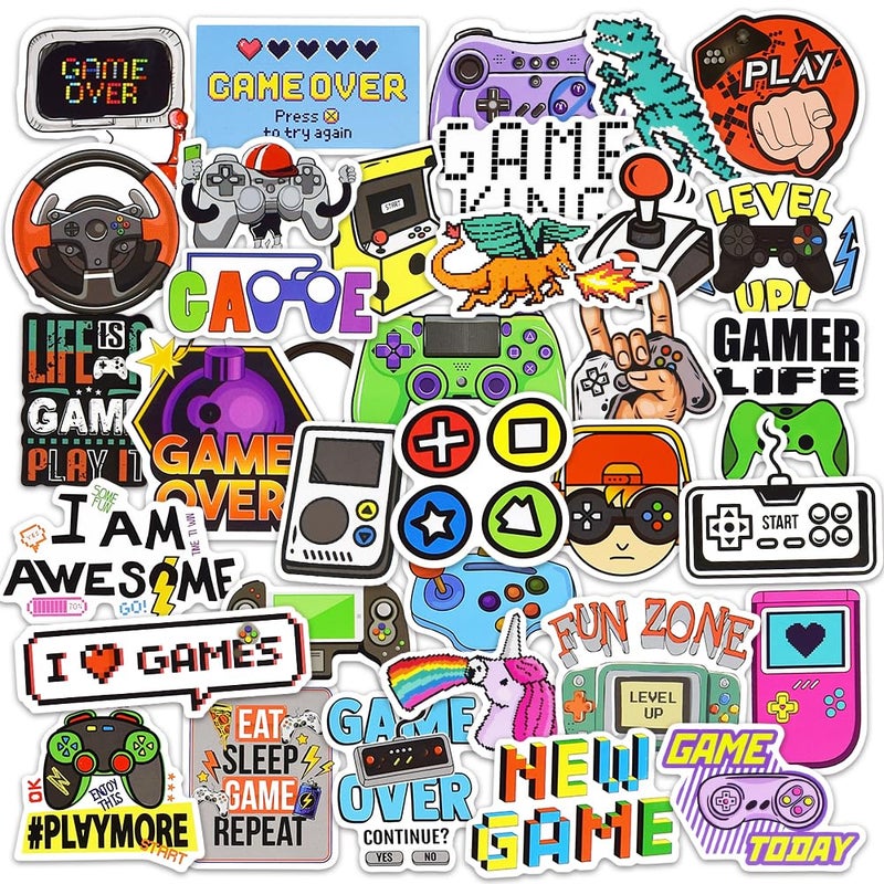 DETICKERS Water Bottles Stickers for Boys Kids 50 PCS Waterproof Video Game Vinyl Stickers Gamer Gifts for Teen Boys - Image 1
