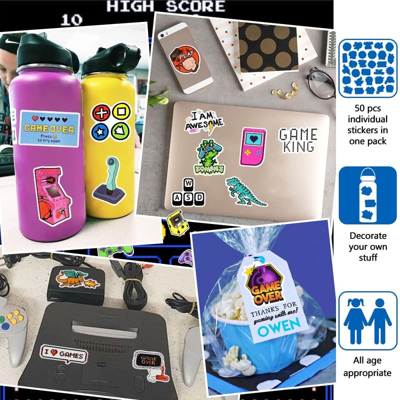 DETICKERS Water Bottles Stickers for Boys Kids 50 PCS Waterproof Video Game Vinyl Stickers Gamer Gifts for Teen Boys - Image 3