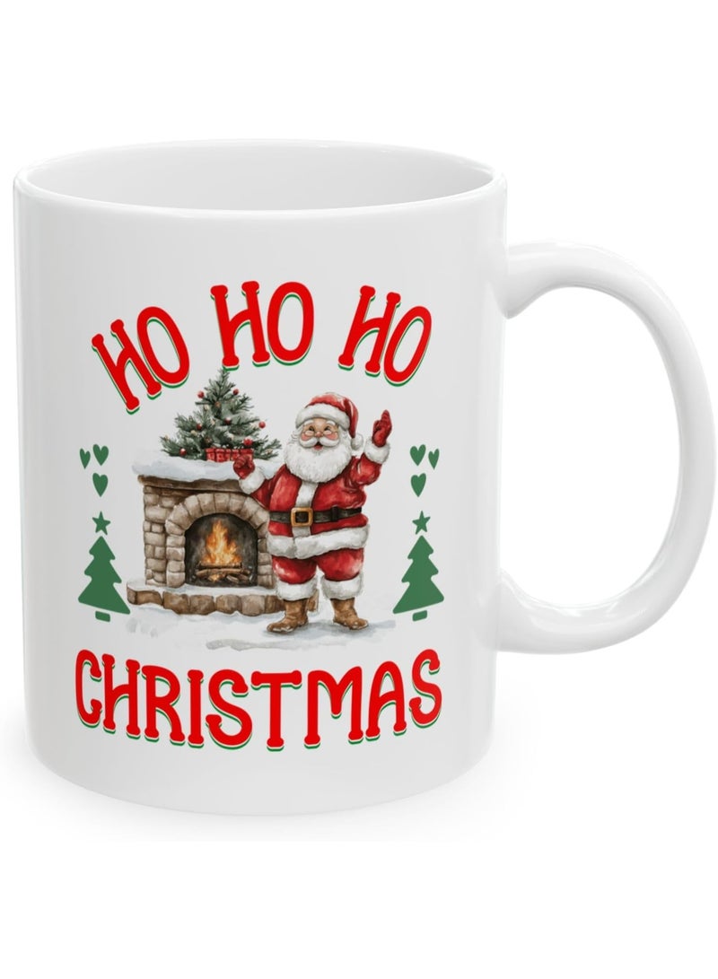 Festive Christmas Mug - Ho Ho Ho Design, Holiday Gift, Hot Cocoa Cup, Winter Decor, Santa Coffee Mug - Image 1