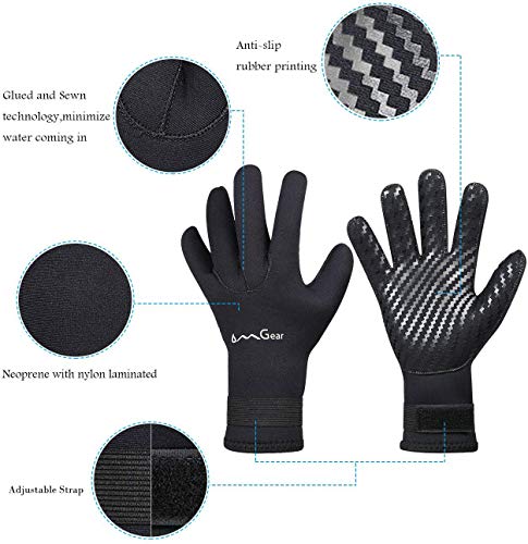 OMGear Neoprene Gloves for Snorkeling Diving Kayaking Surfing Spearfishing All Watersports (Black, XXL) - Image 3