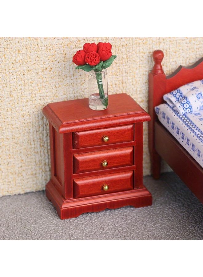 White Wooden Miniature Three Drawer Bedside Table 1 12 Dollhouse Furniture Solid - Image 4