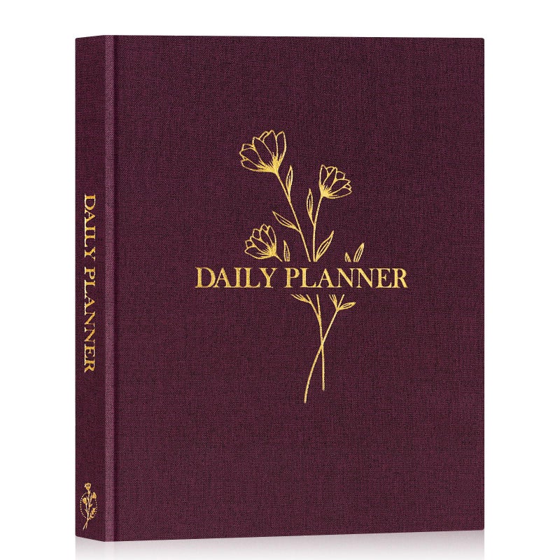 Lanpn Undated Daily Planner Hourly Schedule Notebook, 196 Pages 2 Page per Day To Do List Notebook Notepad Appointment Work Planner, Hardcover Daily Journal Organizer Book For Women 7.7" x 9.3" Purple - Image 1