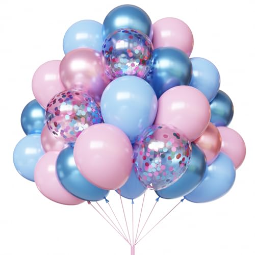 YMSZ Pink and Blue Balloons 67 12 Inch Metallic Pink and Blue Balloon Gender Reveal Balloons for Boy or Girl Gender Reveal Decorations Birthday Party Baby Shower Anniversary Decoration - Image 1