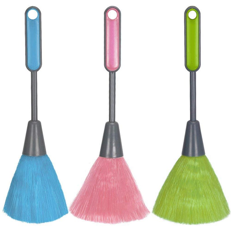 WOVTE 3 Pack Fluffy Microfiber Delicate Kitchen Duster Laptop Keyboard Brush Computer Screen Cleaner Tool Mini Dusting Wand (Blue  Green  Pink) - Image 1