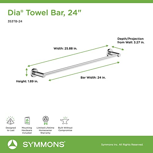 Symmons 353TB-24 Dia 24 in. Wall-Mounted Towel Bar in Polished Chrome - Image 4