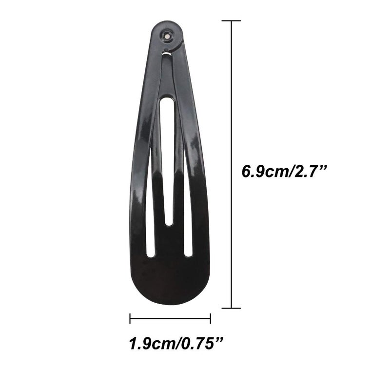 manipepe 20 Pieces Black Color 2.7'' Big Size No Slip Metal Snap Hair Clips Women Barrettes Large Hair Pins - Image 2