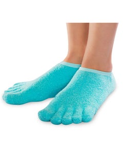 NatraCure 5-Toe Gel Lined Foot Moisturizing Socks - Aloe & Shea Infused Fuzzy Hydrating Socks for Women & Men - Soft Feet Moisturizer Spa & Pedicure Socks for Dry Cracked Heels, Calluses - Medium