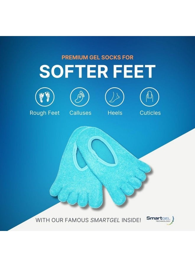 NatraCure - NatraCure 5-Toe Gel Lined Foot Moisturizing Socks - Aloe & Shea Infused Fuzzy Hydrating Socks for Women & Men - Soft Feet Moisturizer Spa & Pedicure Socks for Dry Cracked Heels, Calluses - Medium - Image 1