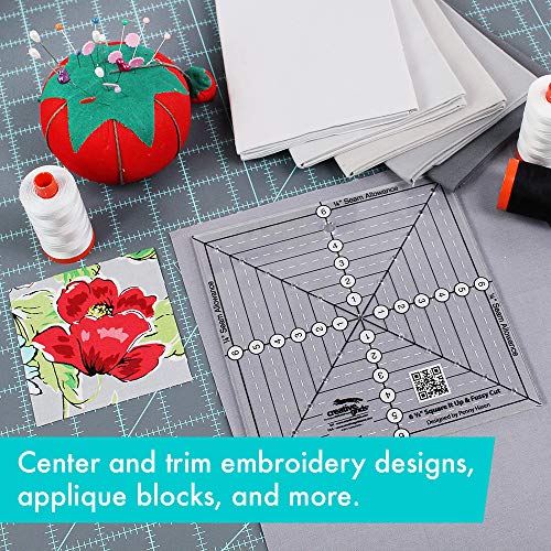 Creative Grids 6-1/2in Square It Up or Fussy Cut Square Quilting Ruler – CGRSQ6 – Made in USA, Non-Slip Grip Acrylic Quilting, Sewing, Crafting, Patchwork Ruler & Template - Image 2
