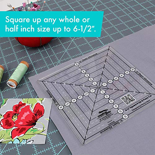 Creative Grids 6-1/2in Square It Up or Fussy Cut Square Quilting Ruler – CGRSQ6 – Made in USA, Non-Slip Grip Acrylic Quilting, Sewing, Crafting, Patchwork Ruler & Template - Image 5