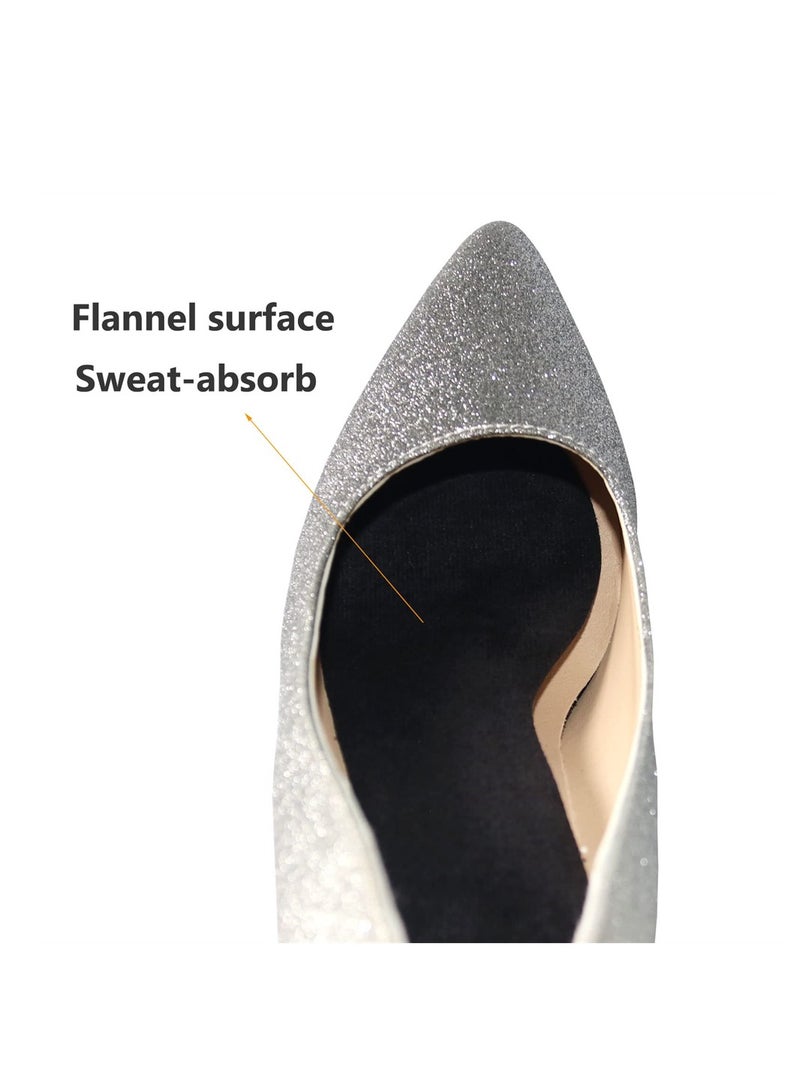 SYOSI 3/4 Length Pumps Inserts Women, 2 Pairs Adhesive Flannel Cushioning Insoles for Pumps Anti-Slip, Silicone Gel Dress Shoe Insole Pain Relief, for Pumps, Flats, Boots and Sandals - Image 5