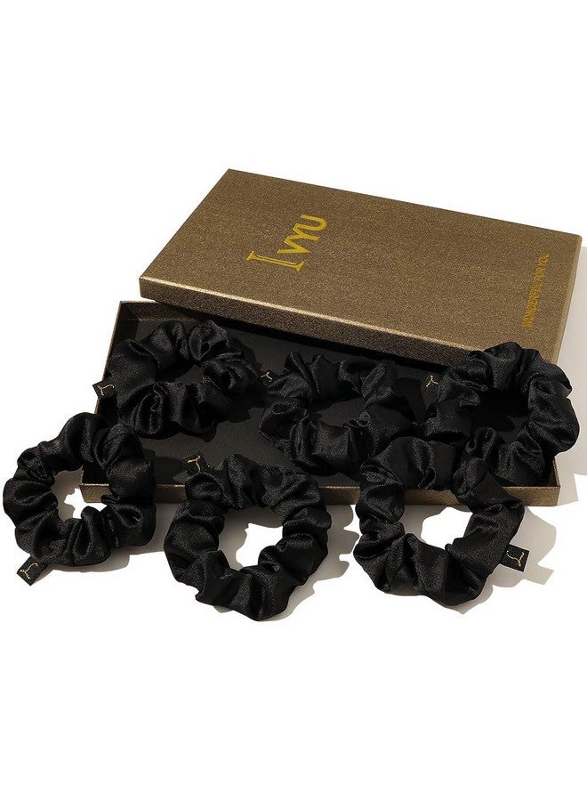 Ivyu Scrunchies Black Satin Silk Hair Ties Women Hair Bands Scrunchy For Thick Curl Hair No Crease Hair Accessories Soft Ropes Ponytail Holder No Hurt Your Hair - Image 1