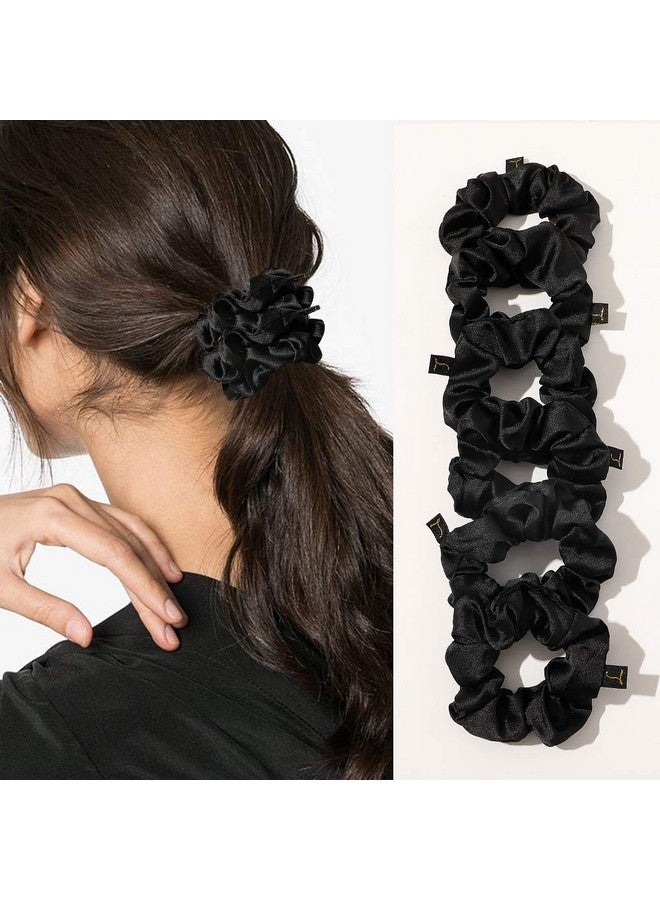 Ivyu Scrunchies Black Satin Silk Hair Ties Women Hair Bands Scrunchy For Thick Curl Hair No Crease Hair Accessories Soft Ropes Ponytail Holder No Hurt Your Hair - Image 2