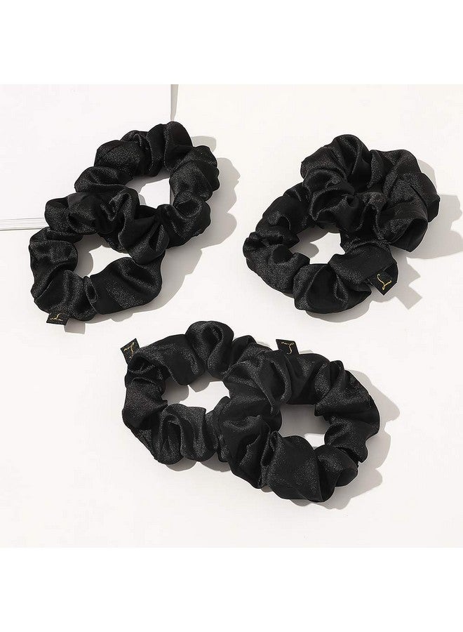 Ivyu Scrunchies Black Satin Silk Hair Ties Women Hair Bands Scrunchy For Thick Curl Hair No Crease Hair Accessories Soft Ropes Ponytail Holder No Hurt Your Hair - Image 5
