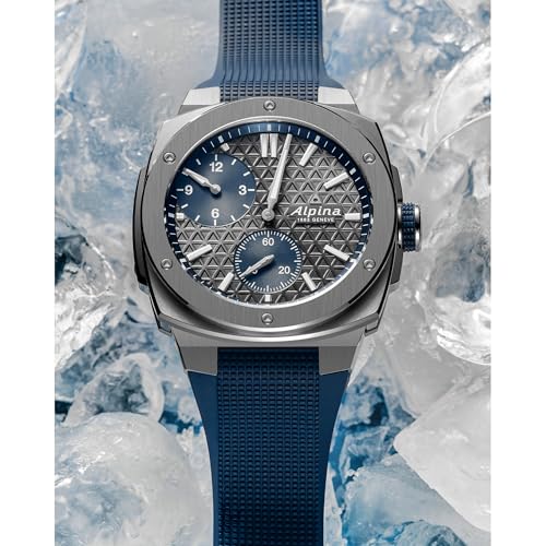 Alpina Men's Automatic Alpiner Watch, Blue Rubber Strap, Gray Dial Style: AL-650DGN4AE6 - Image 4