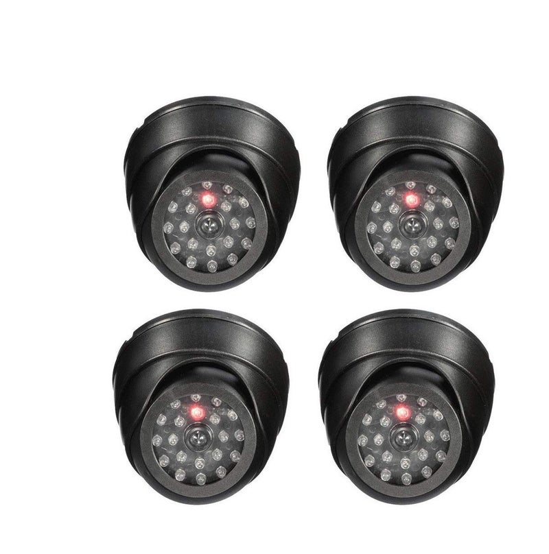 FOSCADIT Dummy Security CCTV Fake Dome Imitation Surveillance Security Camera 4Pcs Set with Blinking Red Led Light Indication. for Home Or Office (Black, Set of 4Pcs) - Image 1