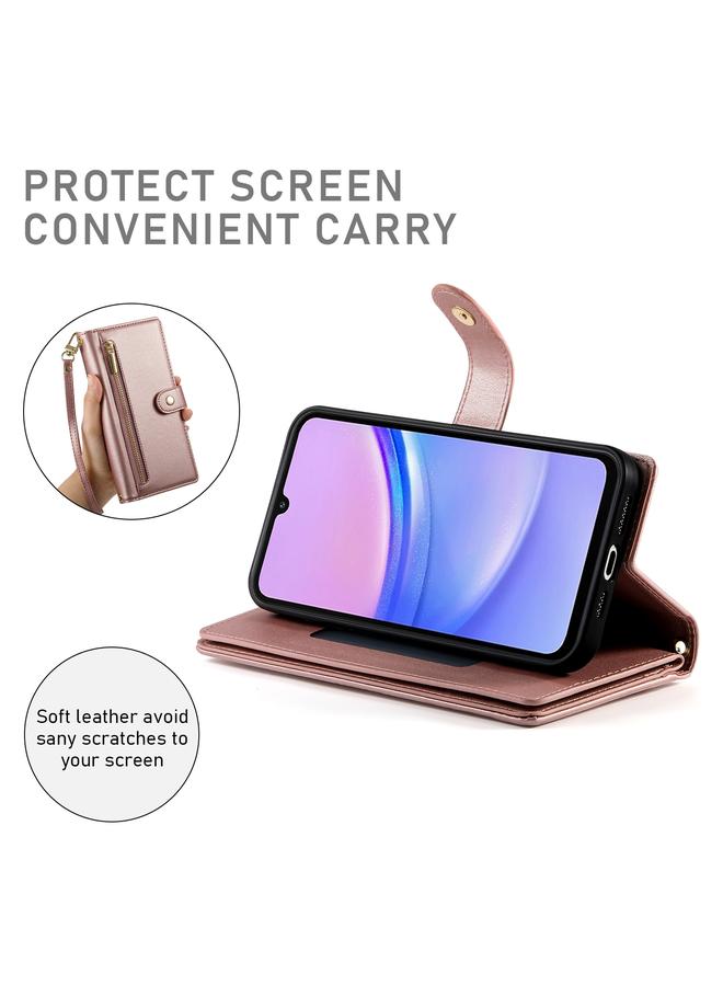 S-TOP Case For Samsung Galaxy A15 Nine Card-slot Zipper Wallet Bag Leather Phone Case - Image 4
