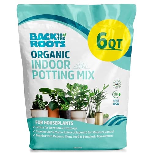 Back to the Roots 100% Organic Indoor Potting Mix (6 Quart), Promotes Healthy Houseplant Growth, Made in The USA - Image 1