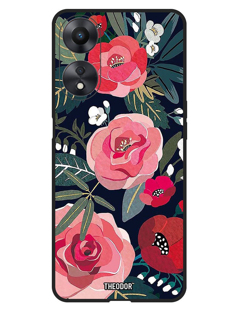 Theodor Protective Case Anti Scratch Shock Proof Bumper Cover For Oppo F23 5G Flowers and leaves - Image 1